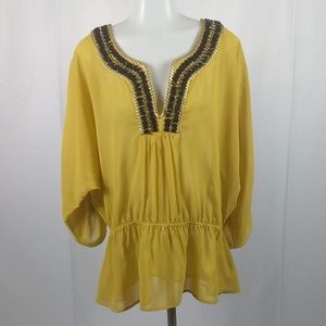 Adrienne Vittadini Size Large Sheer Blouse Top